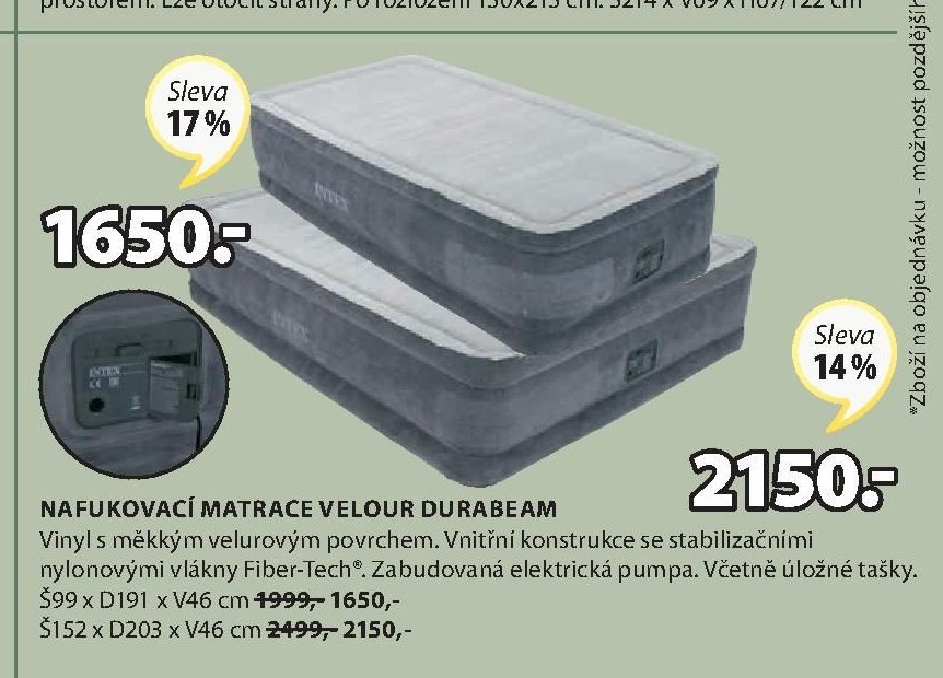 NAFUKOVACÍ MATRACE VELOUR DURABEAM