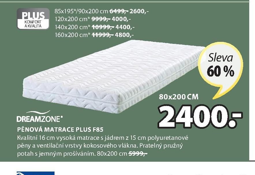Pěnová matrace PLUS F85
