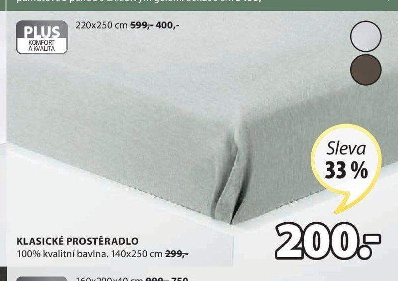 PLUS KLASICKÉ PROSTĚRADLO 220x250 cm