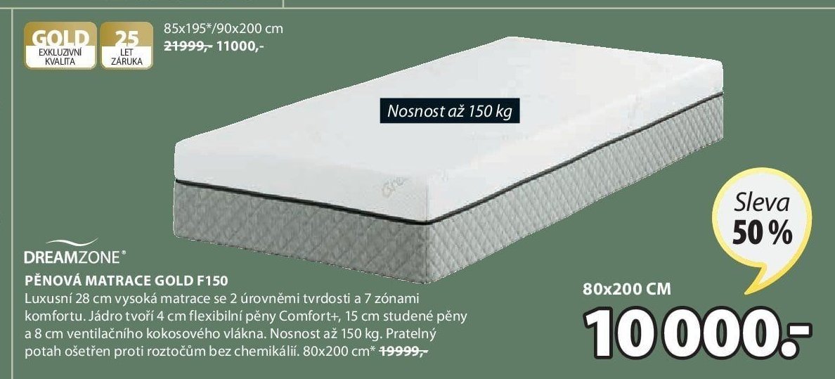 Pěnová matrace GOLD F150