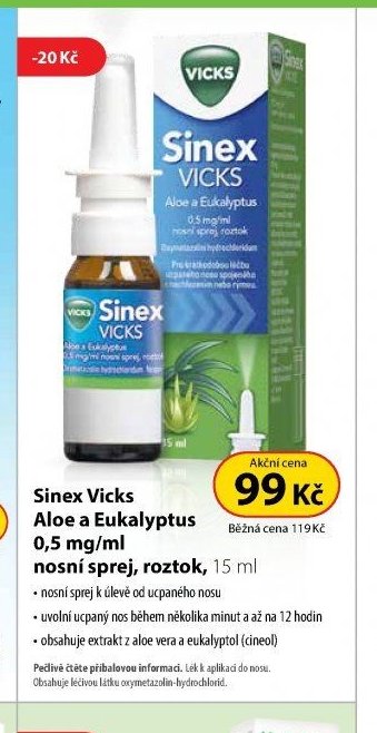 Sinex Vicks Aloe a Eukalyptus 0,5 mg/ml