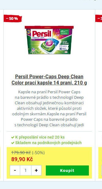 Persil Power-Caps Deep Clean Color prací kapsle 14 praní, 210 g