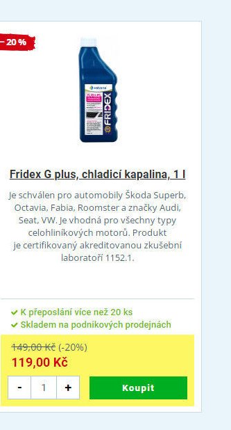 Fridex G plus, chladící kapalina, 1 l