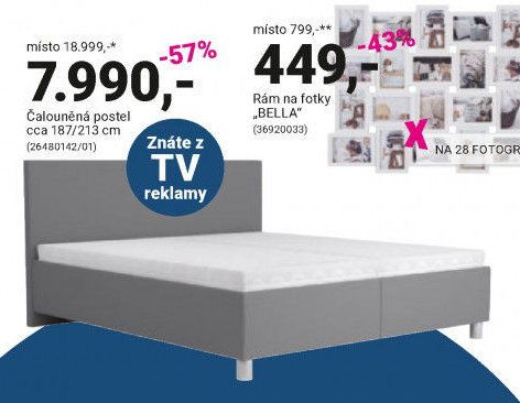 Čalouněná postel cca 187/213 cm