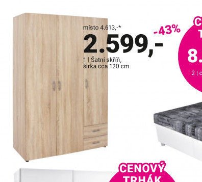 Šatní skříň, šířka cca 120 cm