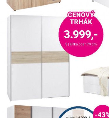 Postel, šířka cca 170 cm