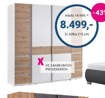 Šatní skříň, šířka cca 215 cm