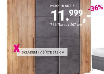 Šatní skříň, šířka cca 267 cm