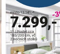 11 | Postel cca 180/200 cm, vč 2 nočních stolků