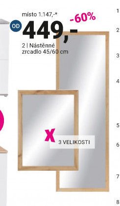 Nástěnné zrcadlo 45/60 cm