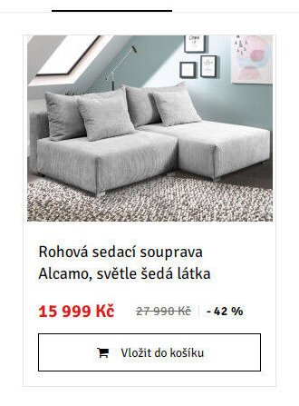 Rohová sedací souprava Alcamo, světle šedá látka
