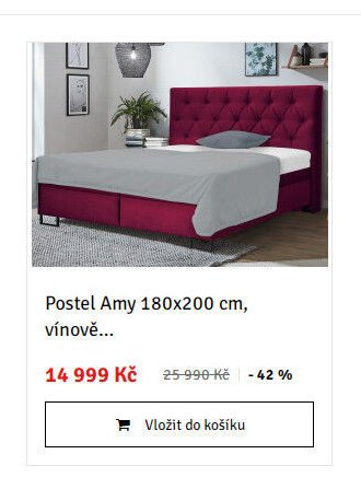 Postel Amy 180x200 cm, vínově...