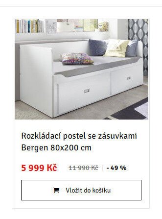 Rozkládací postel se zásuvkami Bergen 80x200 cm