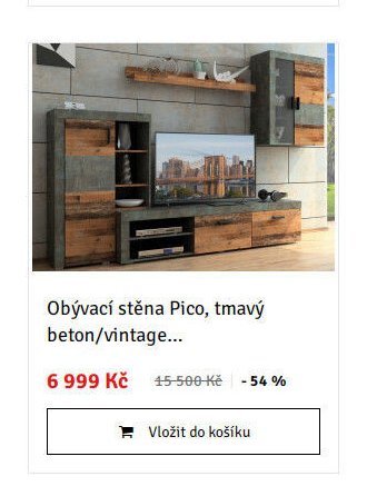 Obývací stěna Pico, tmavý beton/vintage...