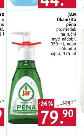 JAR Okamžitá pěna prostředek na ruční mytí nádobí