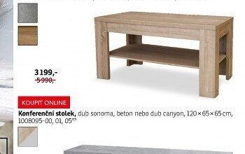 Konferenční stolek, dub sonoma, beton nebo dub canyon