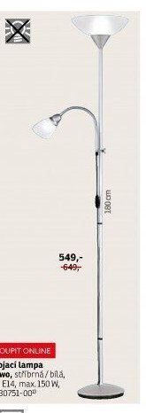 Stojací lampa Ezwo, stříbrná/bílá, 1× E14, max. 150 W, 0730751-00