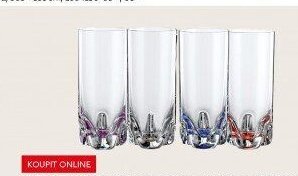 Sklenice Long drink, 300 ml, sklo, set 4 ks, různé barvy