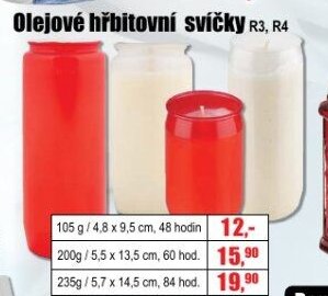 Olejové hřbitovní svíčky