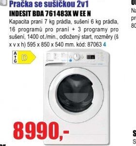 Pračka se sušičkou 2v1 INDESIT BDA 761483X W EE N