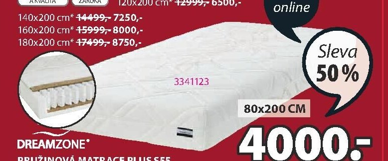 Pružinová matrace PLUS S55