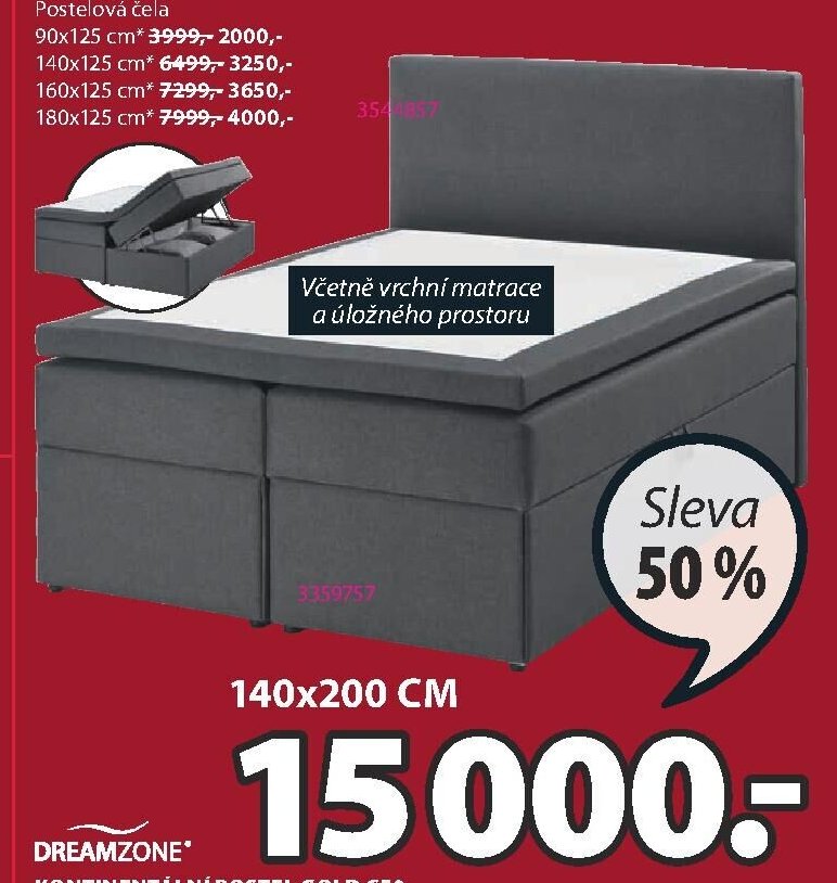 Kontinentální postel GOLD C50