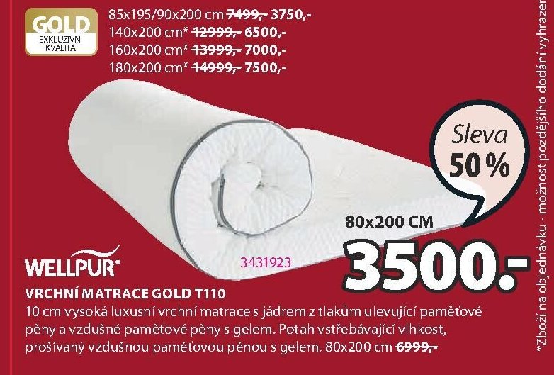 Vrchní matrace GOLD T110