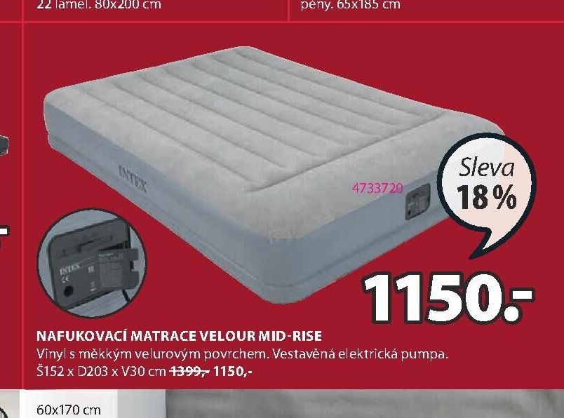 Nafukovací matrace VELOUR MID-RISE