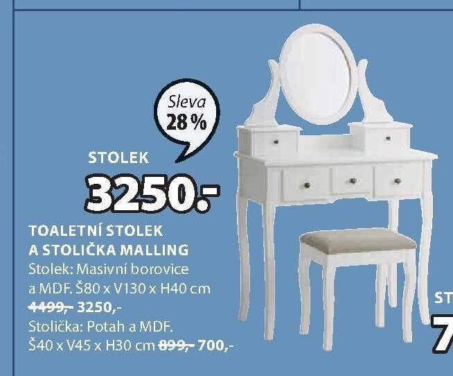 TOALETNÍ STOLEK A STOLIČKA MALLING