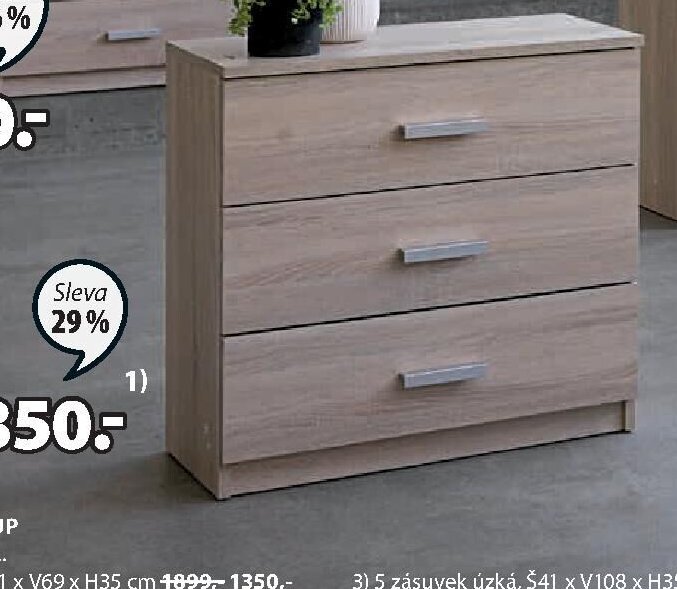 SÉRIE TAPDRUP (komoda 3 zásuvky)