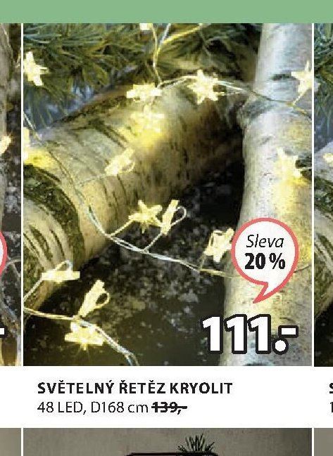 SVĚTELNÝ ŘETĚZ KRYOLIT 48 LED, D168 cm