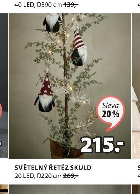 SVĚTELNÝ ŘETĚZ SKULD 20 LED, D220 cm