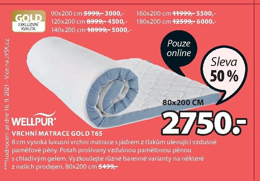 VRCHNÍ MATRACE GOLD T65
