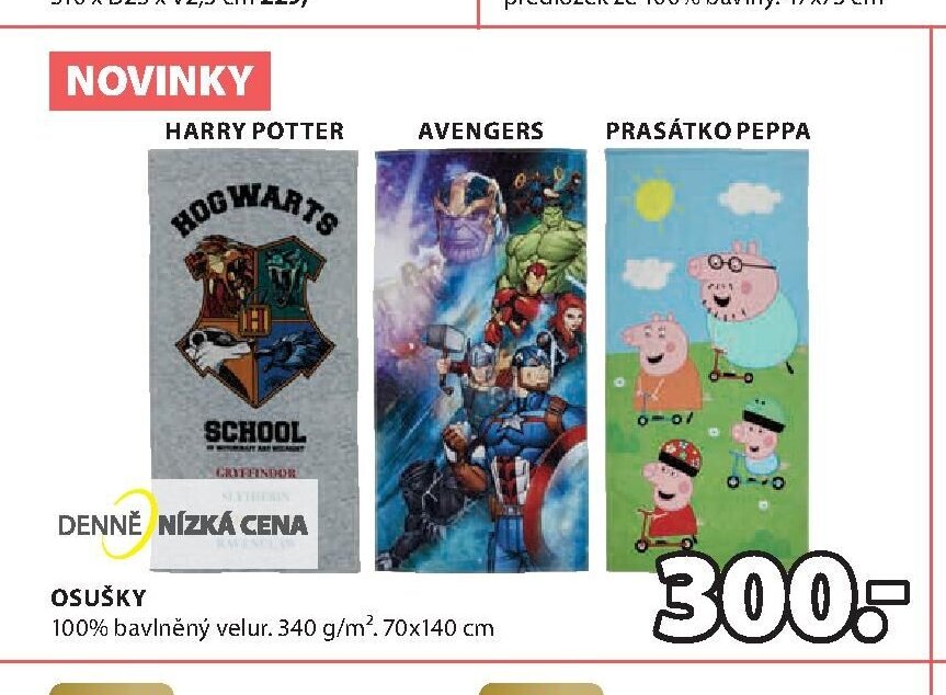 Osušky (Harry Potter, Avengers, Prasátko Peppa) - Jysk aktualniletaky.eu