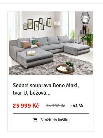 Sedací souprava Bono Maxi, tvar U, béžová...