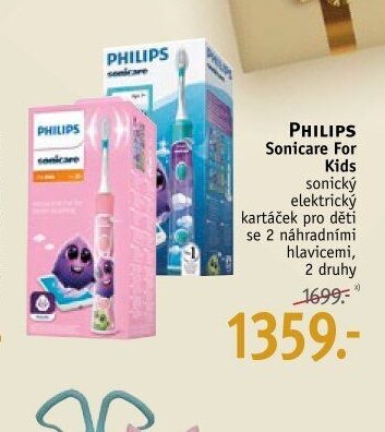 PHILIPS Sonicare For Kids sonický elektrický kartáček pro děti se 2 náhradními hlavicemi, 2 druhy