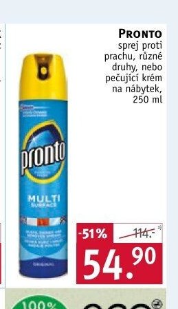 PRONTO sprej proti prachu, různé druhy, nebo pečující krém na nábytek, 250 ml - ROSSMANN drogerie aktualniletaky.eu