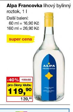 Alpa Francovka lihový bylinný roztok, 1 l