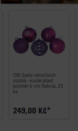OBI Sada vánočních ozdob - koule plast průměr 6 cm fialová, 25 ks