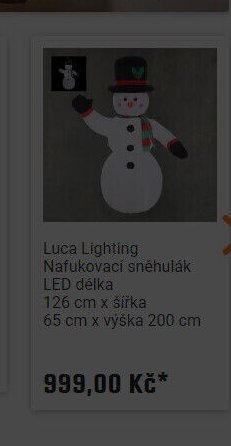 Luca Lighting Nafukovací sněhulák LED délka 126 cm x šířka 65 cm x výška 200 cm