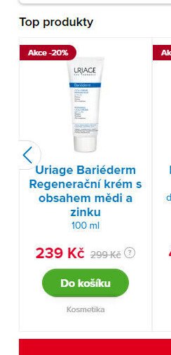 Uriage Bariéderm Regenerační krém s obsahem mědi a zinku