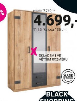 Šatní skříň šířka cca 135 cm