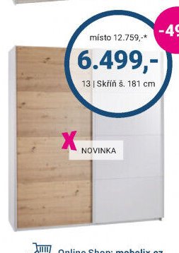 Šatní skříň š. 181 cm