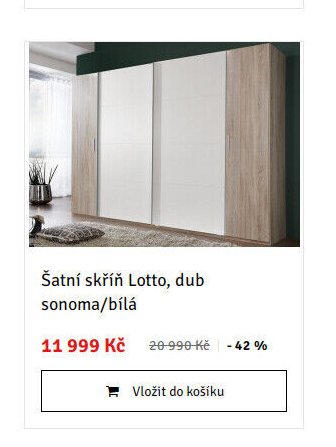 Šatní skříň Lotto, dub sonoma/bílá