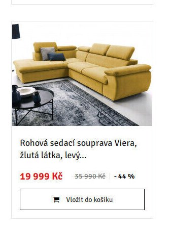 Rohová sedací souprava Viera, žlutá látka, levý...
