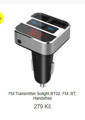 FM Transmitter Solight BT02, FM, BT, Handsfree