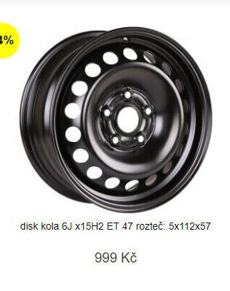 disk kola 6J x15H2 ET 47 rozteč: 5x112x57
