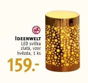 IDEENWELT LED svíčka zlatá, vzor hvězda, 1 ks