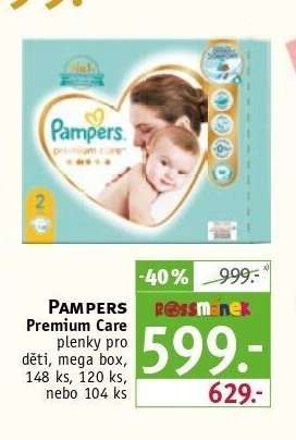 PAMPERS Premium Care plenky pro děti, mega box, 148 ks, 120 ks, nebo 104 ks
