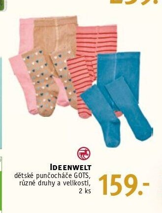 IDEENWELT dětské punčocháče GOTS, různé druhy a velikosti, 2 ks